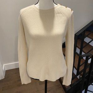 Ivory Intermix Wool/Cashmere Crewneck Sweater XL